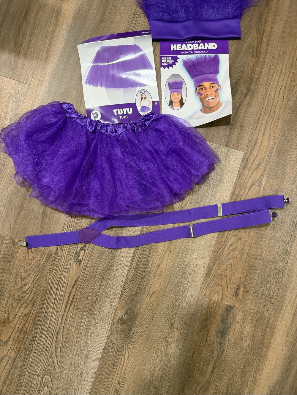 Purple Tutu & Headband Costume and purple suspenders